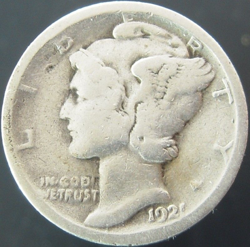 1921 P VG Silver Mercury Dime     