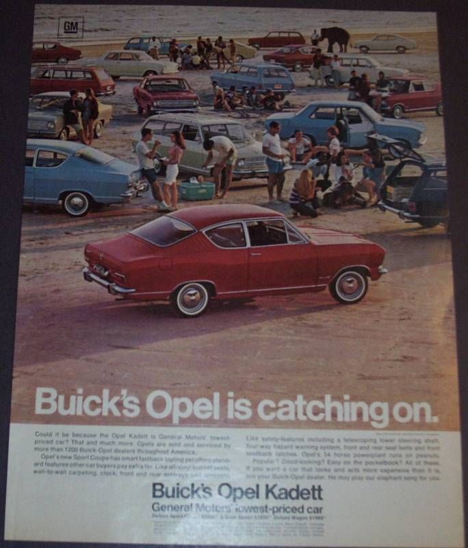 1967 BUICK OPEL KADETT SPORT COUPE WAGON SEDAN AD ART  