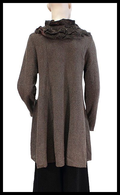 ZUZA BART awesome wool boucle felt collar A line sweater M/L brown 