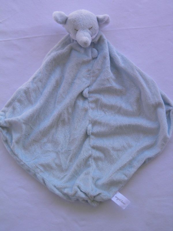 Angel Dear Blue Elephant Baby Security Blanket Lovey 16x16  