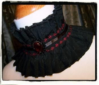 Gothic Victorian Black + Red Lace Neck Posture Ruff