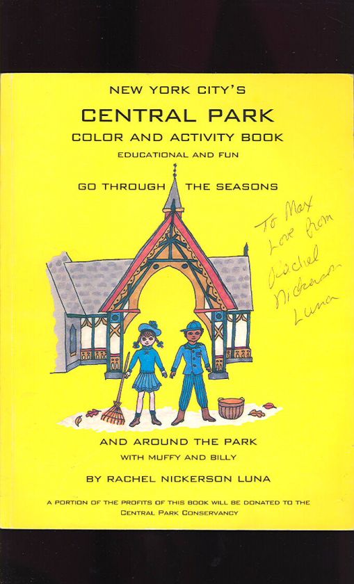 1996 New York Citys CENTRAL PARK COLORING BOOK  SIGNED  