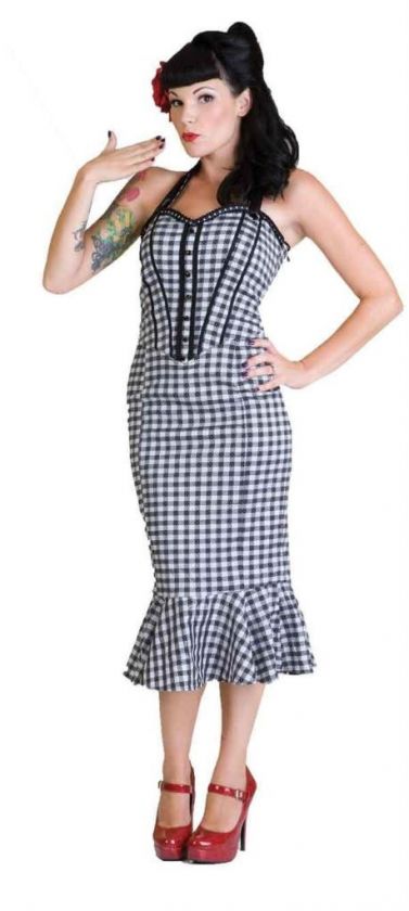 Black White Gingham Wiggle Dress Pinup Living Dead Soul  