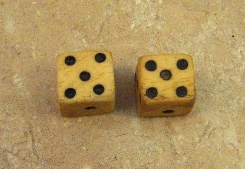 Antique Cow or Ox Bone Hand Carved Civil War Era Dice 9/16 19th C 