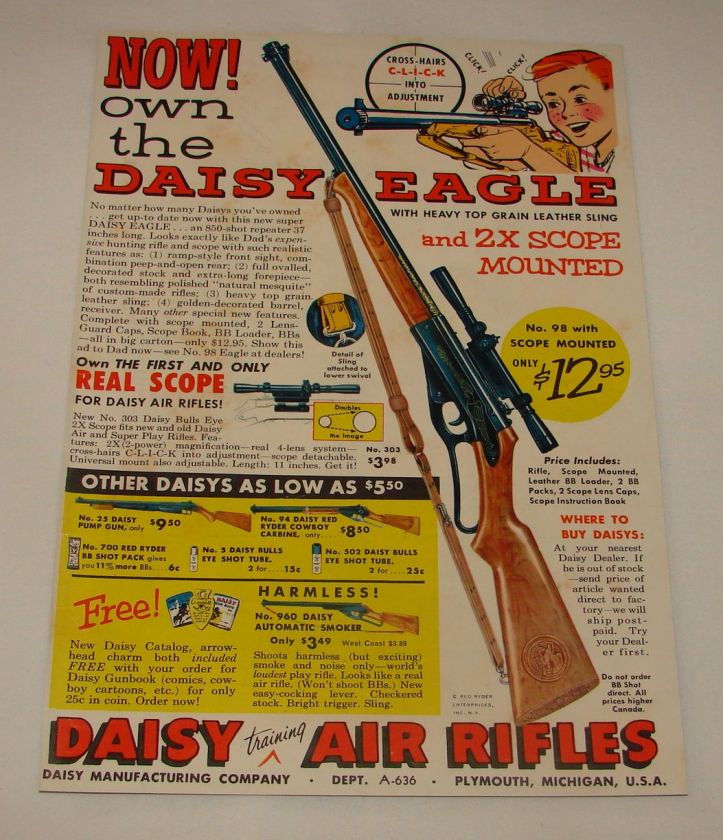 1956 DAISY EAGLE bb gun air rifle ad page  