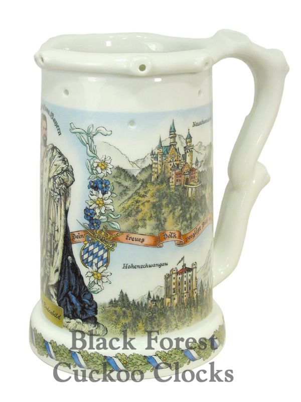 German Beerstein Trick Mug King Ludwig II 7.5 NEW  