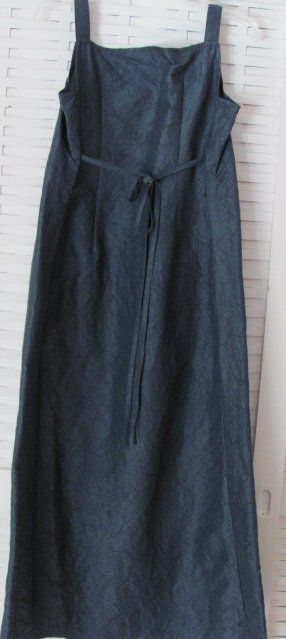 New EILEEN FISHER Teal Silk Crinkle Square Neck Maxi Dress S  