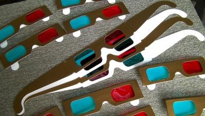 100 one hundred 3d glasses anaglyph red blue cyan paper cardboard 