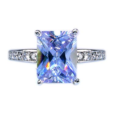 special gift jewelry PRINCESS CUT TANZANITE WHITE GOLD GP RING JEWELRY 