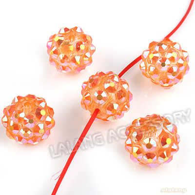 Free P&P 20 New Orange AB Resin Rhinestone Bead 110615  