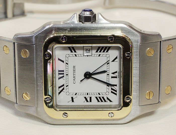 CARTIER SANTOS VINTAGE MENS SWISS QUARTZ WATCH 18K Gold & SS  