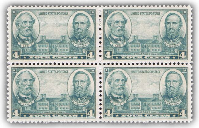 Robert E. Lee & Stonewall Jackson on Old Mint U.S. Postage Stamps from 