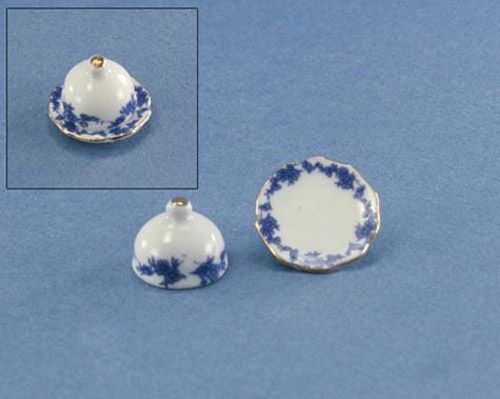 Dollhouse Miniature Porcelain Platter & Lid #RP1541B  