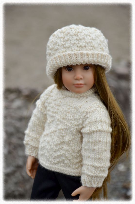   knitted winter gansey sweater set fits 18 Kidz n Cats Dolls  