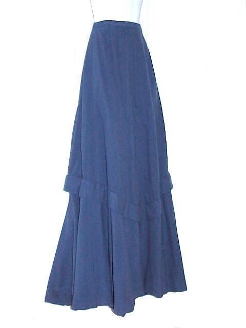 GORGEOUS WESTERN FRONTIER CIVIL WAR 1870S BLUE WOOL SKIRT FULLY LINED 