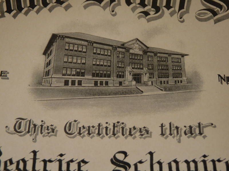 Vtg 1933 Bayonne New Jersey N.J. High School Diploma  