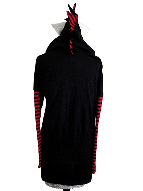 NEW Only Punky Godzilla Ear Head Hoodie Jacket Stripe  