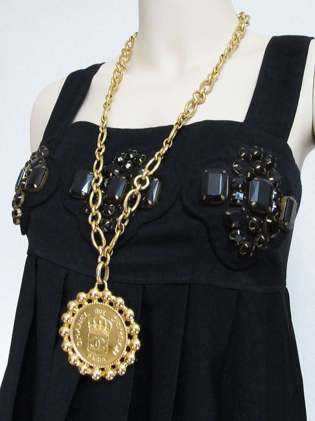 CHANEL PARIS ANTIQUE HUGE ICON MEDALLION RUNWAY COSTUME NECKLACE 1954 