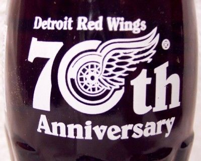 1996 Coca Cola Coke botle   DETROIT RED WINGS  70 years  