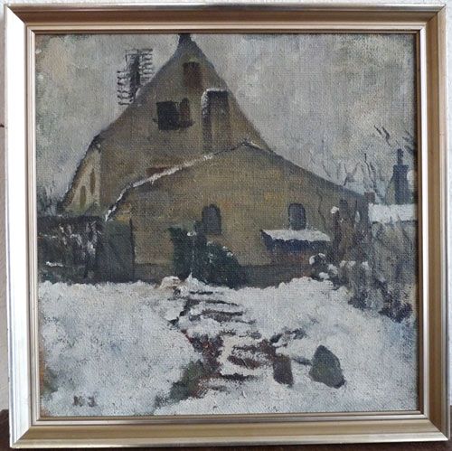 Wintry courtyard, Impressionist, Modernist, 1st half 20th Cent.  