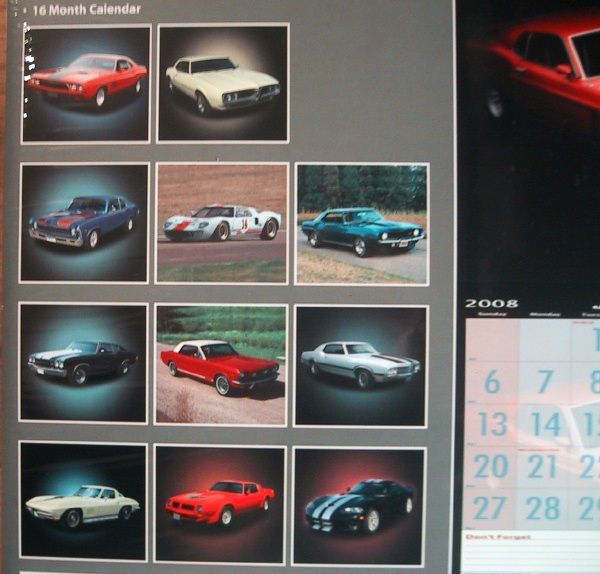 MUSCLE CARS 2008 CALENDAR 16 MONTH   GREAT FOR FRAMING  