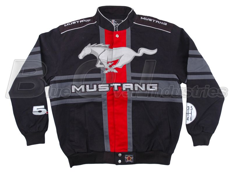 2011 2012 Mustang GT 5.0 Running Horse Engine Black Red Twill Jacket 