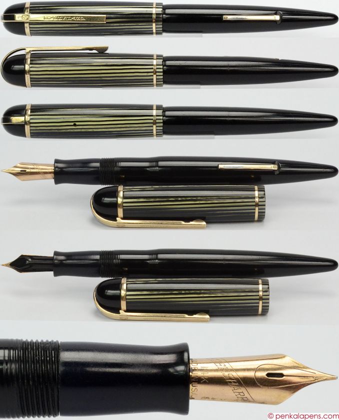 EVERSHARP Skyline Black & Silver/Green lined lever filling pen 1940s 