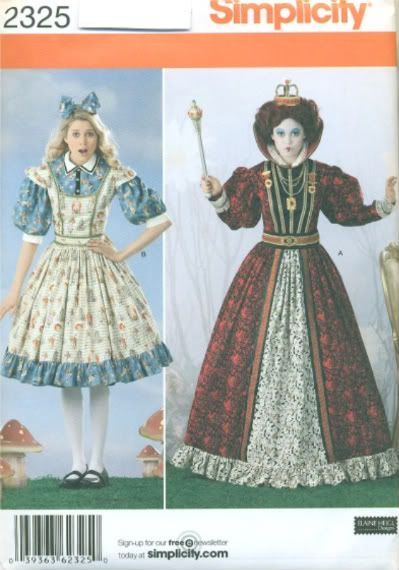 Simplicity Pattern 2325 Womens Alice Red Queen Costume  