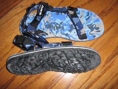 MENS REEF BLUE CAMO SANDALS Sz 10 GREAT COND  