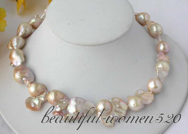 big 17 25mm baroque pink keshi reborn pearl necklace 925silver