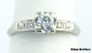 33ctw Genuind Si2 H I Diamond Engagement Vintage Ring   18k White 