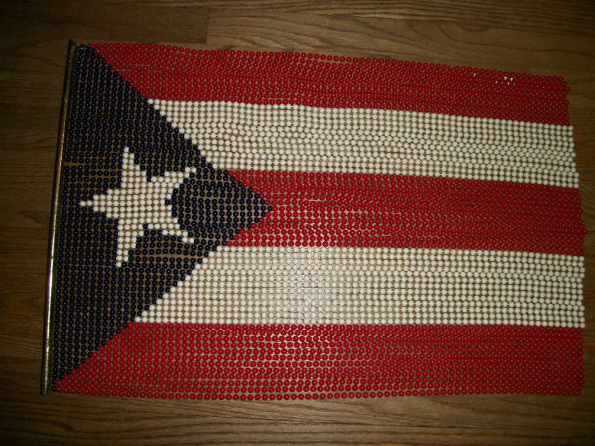 BEADED PUERTO RICAN FLAG 20 X 29 1/2  