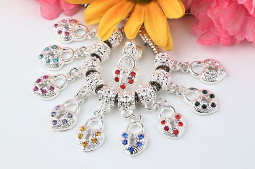 30 Heart Dangle European Charm Fit Bead Bracelet CH644  