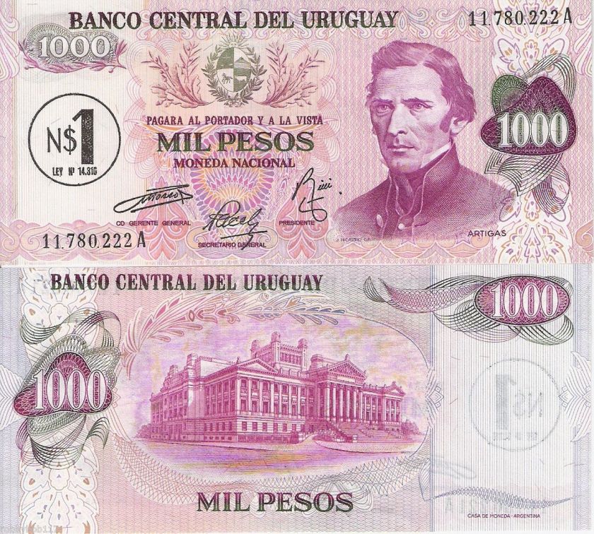   OP N$1 Banknote World Money Currency BILL South American Note  