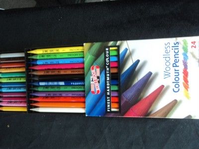 KOH I NOOR 24 WOODLESS COLOR PENCILS HARDTMUTH COLOUR NIB  