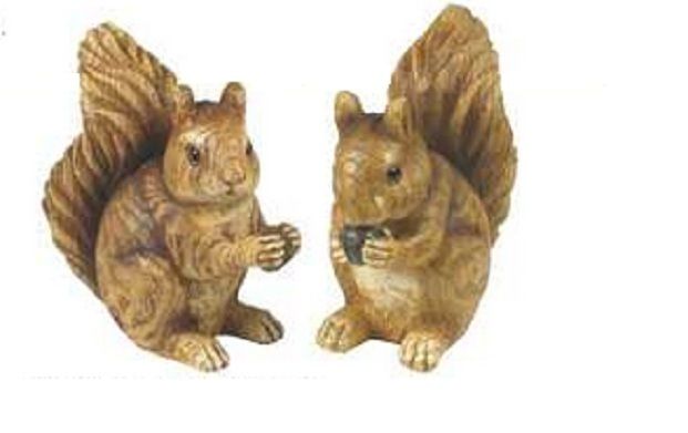 Garden Decor Woodcut Look Brown Squirrel Squirrels Set2  