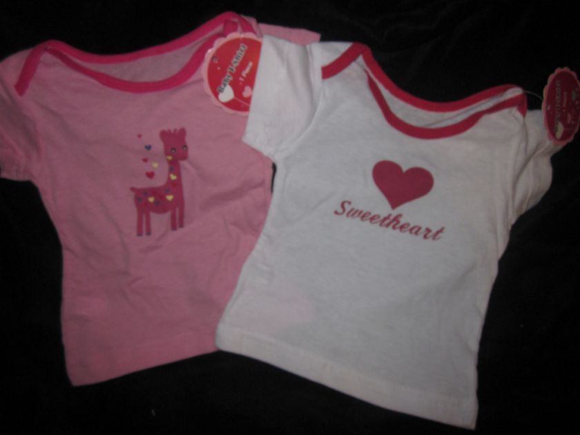 BABY T SHIRT GIRAFFE OR SWEETHEART DESIGN 0 3 MONTH NWT  