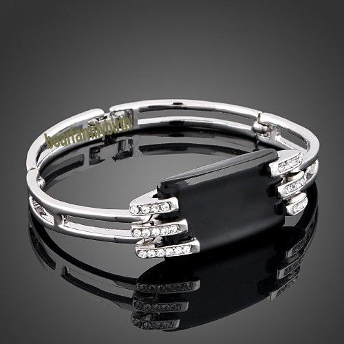 18K white gold GP swarovski crystal modern bracelet 421  