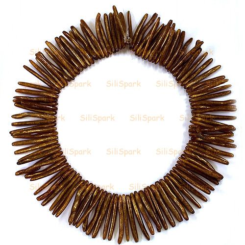 40mm Long Natural Gold Sea Coral Branch Bead Gemstone  