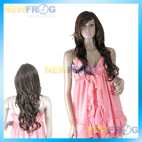 Long Hair Straight Wig Cosplay Costume Party Brown  