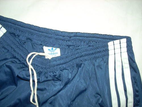 vintage Adidas Running Shorts Navy White Nylon Mens large 36 38 MINT 