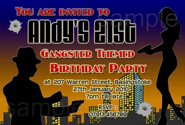 Personalised Gangster Fancy Dress Party Invitations  