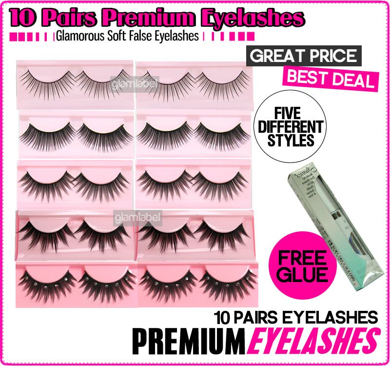 FREE GLUE+10 PAIRS *5 VARIED STYLE* EYELASH LASH EL41 2  