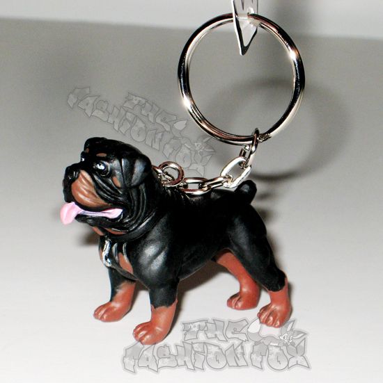 NEW HOOD HOUNDS ROTTWEILER ROTTIE DOG FIGURE KEYCHAIN  