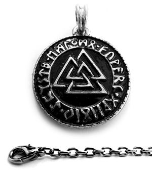 VALKNUT + CHAIN Antique Pendant Jewelry Gothic LARP Art  