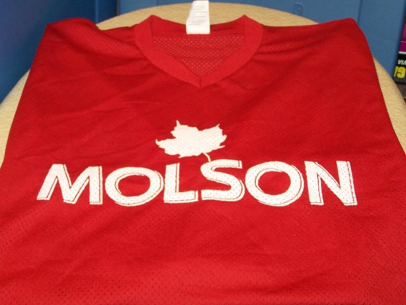 MOLSON BEER CANADIAN Red Mesh HOCKEY Jersey LARGE New  