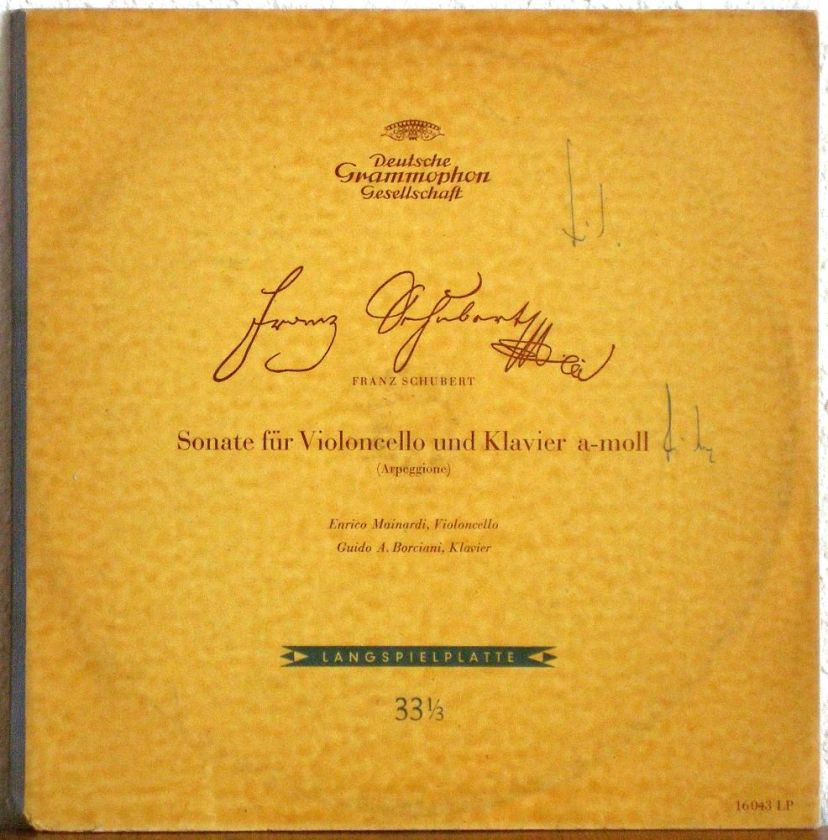 MAINARDI SCHUBERT Cello Sonata Arpeggione DGG TULIP ED1 NM  
