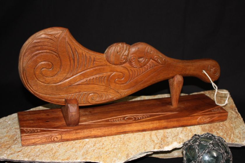 MAORI TIKI WAR CLUB W/ BASE   16   STRENGTH GOD   ISLAND DECOR  