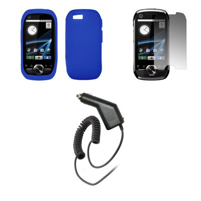 for Motorola I1 Case Skin Blue+Lcd Screen Cover+Charger 654367831083 