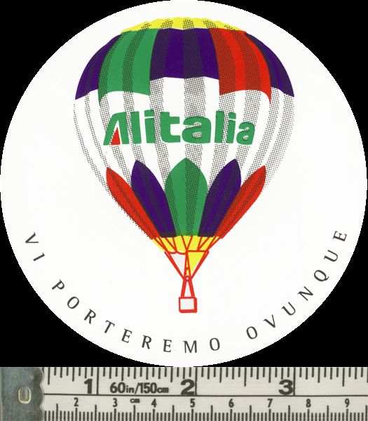 ALITALIA WE CARRY YOU ANYWHERE AIRLINE STICKER ~V RARE  